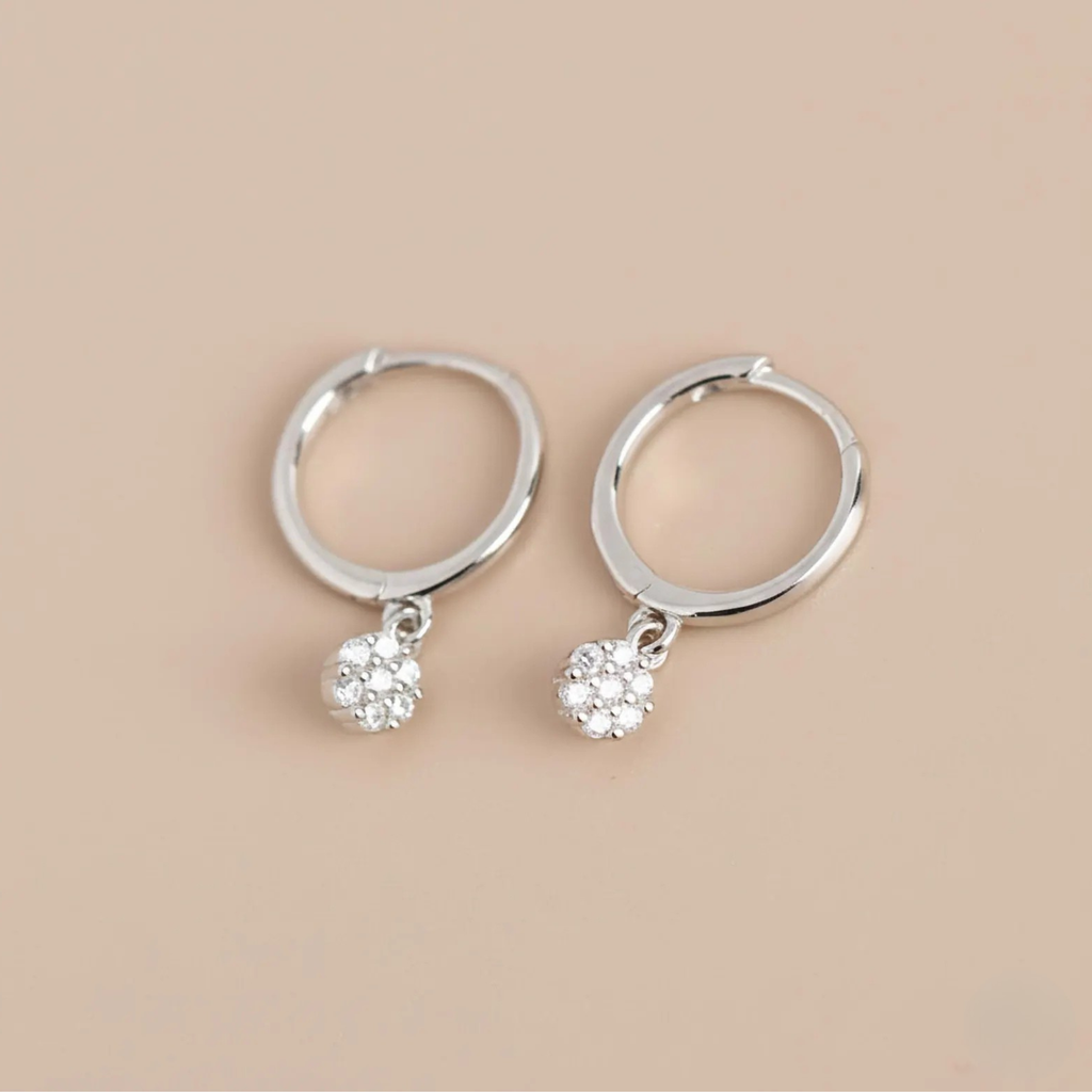 Gold diamond huggie hoop earrings for women, minimalist drop dangle jewelry, bridal gift, by Luxe Treasures