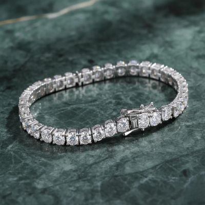 Luxury bridal tennis bracelet with sparkling crystal diamonds from Luxe Treasures, featuring a delicate, elegant design.
