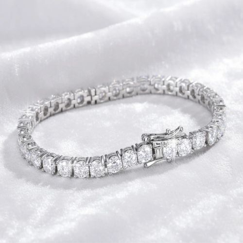 Luxury bridal tennis bracelet with sparkling crystal diamonds by Luxe Treasures, featuring a elegant design and shimmering stones.