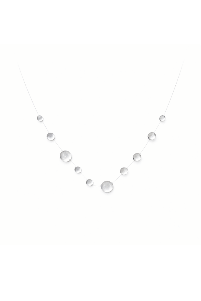 Handmade Dewdrop Necklace by Luxe Treasures featuring delicate glass dewdrop pendants on a silver chain.