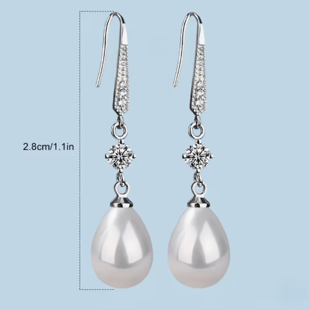 Luxe Treasures freshwater pearl drop earrings with crystal accents, elegant bridal jewelry for special occasions.