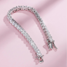 Load image into Gallery viewer, Luxury bridal tennis bracelet by Luxe Treasures featuring sparkling crystal diamonds and elegant silver setting.
