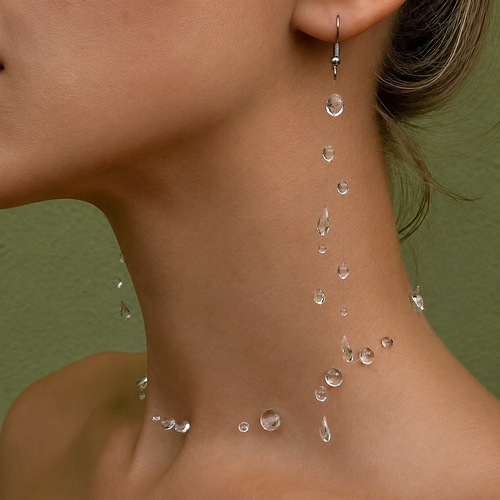 minimalist crystal jewelry set with transparent drop earrings and delicate floating crystal necklace for soft glam women fashion