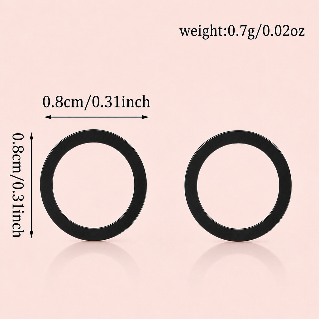 Minimalist open circle stud earrings in gold, silver, and black from Luxe Treasures, showcasing sleek, modern jewelry design.