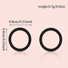 Load image into Gallery viewer, Minimalist open circle stud earrings in gold, silver, and black from Luxe Treasures, showcasing sleek, modern jewelry design.