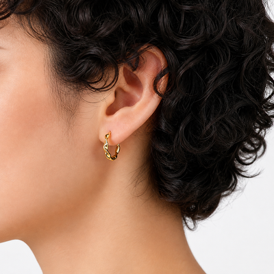Sterling silver twisted huggie hoop earrings with gold plating, delicate and dainty jewelry by Luxe Treasures