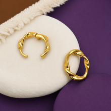 Load image into Gallery viewer, Sterling silver twisted huggie hoop earrings with gold plating, delicate dainty hoops from Luxe Treasures.