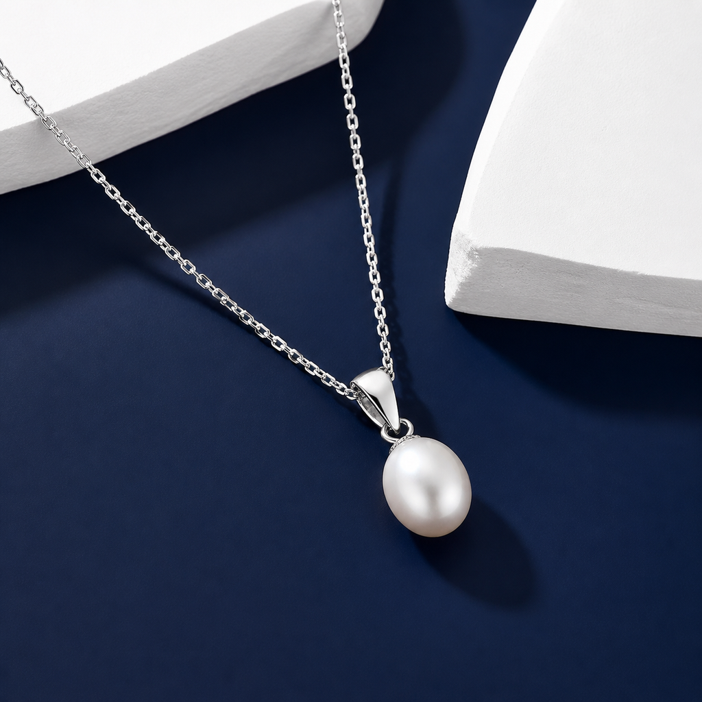Gold teardrop pearl necklace with a freshwater pearl pendant, featuring elegant jewelry craftsmanship by Luxe Treasures.