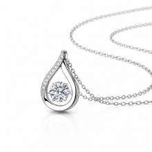 Load image into Gallery viewer, Sterling silver moissanite teardrop necklace with dainty bridal pendant, featuring sparkling stone and elegant design.