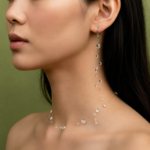 Load image into Gallery viewer, Elegant crystal dewdrop necklace and long tassel earrings jewelry set for women with sparkling crystals and intricate design.