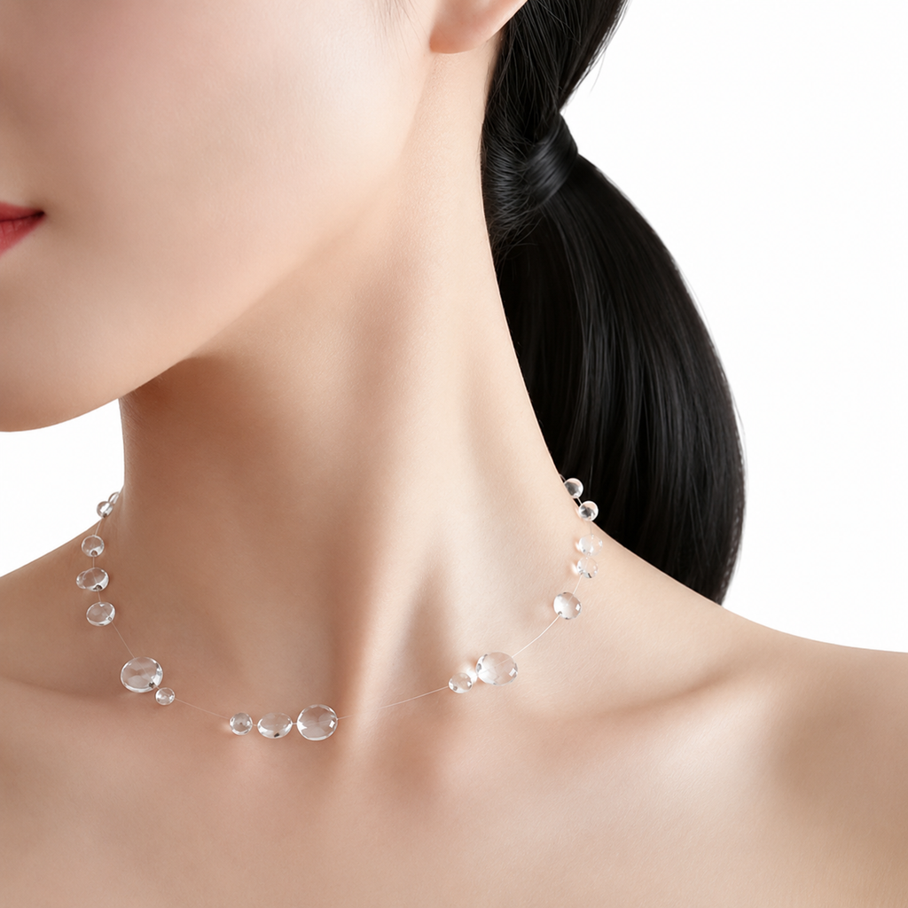 Handmade Dewdrop Necklace by Luxe Treasures featuring delicate glass dewdrop pendant on a silver chain.
