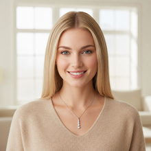 Load image into Gallery viewer, Sterling silver CZ charm necklace with dainty French pendant, elegant jewelry piece from Luxe Treasures.