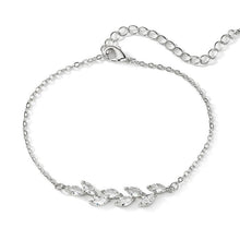 Load image into Gallery viewer, Dainty Leaf Marquise CZ bracelet by Luxe Treasures featuring minimalist bridal jewelry with leaf-shaped and marquise-cut cubic zirconia.