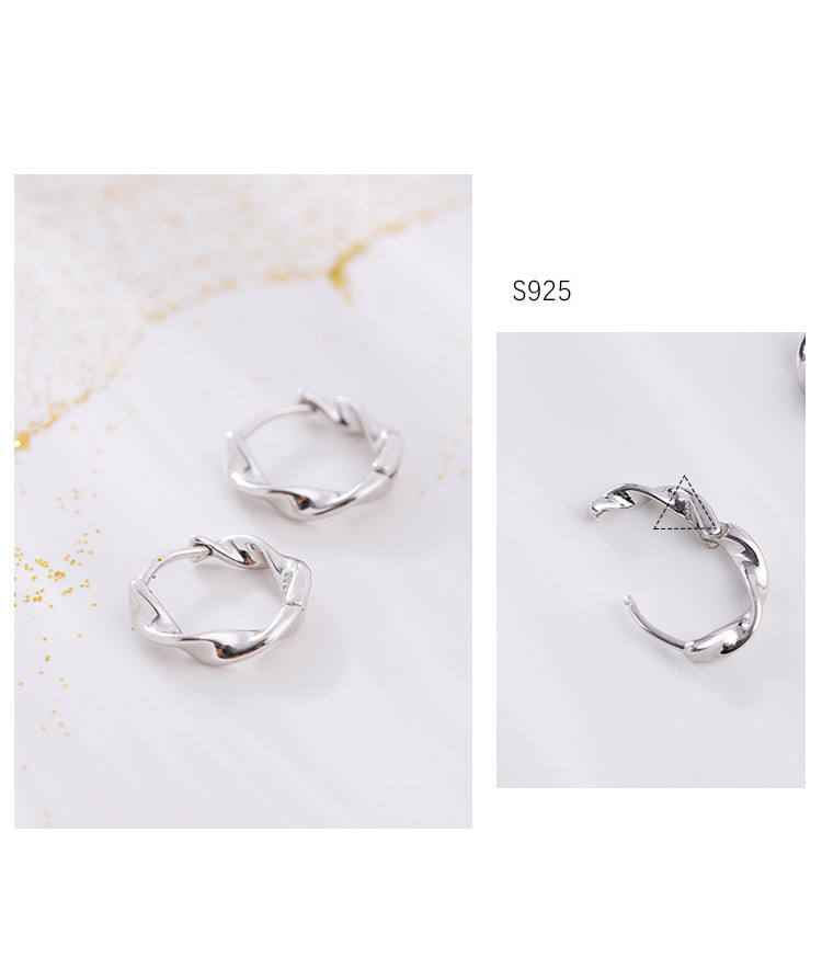 Sterling silver twisted huggie hoop earrings with gold plating, dainty and stylish jewelry from Luxe Treasures.