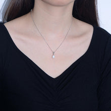 Load image into Gallery viewer, Gold teardrop pearl necklace with freshwater pearl pendant, elegant jewelry piece by Luxe Treasures.