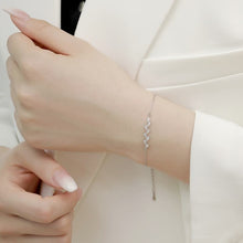 Load image into Gallery viewer, Dainty Leaf Marquise CZ bracelet by Luxe Treasures featuring minimalist bridal jewelry with leaf-shaped marquise stones and delicate design.