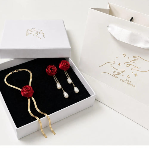 Luxury rose gold jewelry set for women gift box