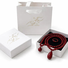 Load image into Gallery viewer, Red beaded teardrop jewelry set including necklace, bracelet, and ring, handcrafted by Luxe Treasures with intricate beadwork.