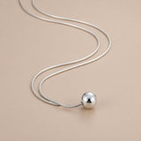 Sterling Silver Ball Necklace, Snake Bone Chain, Minimalist Boho Jewelry