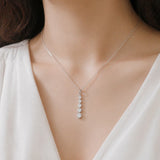 Sterling Silver CZ Charm Necklace, Dainty French Pendant Jewelry