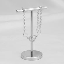 Load image into Gallery viewer, Sterling silver love heart bracelet with geometric chain design, crafted by Luxe Treasures.