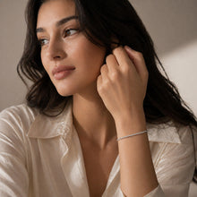 Load image into Gallery viewer, Sterling silver bracelet with cauliflower-inspired design by Luxe Treasures, showcasing sparkling, elegant jewelry for parties.