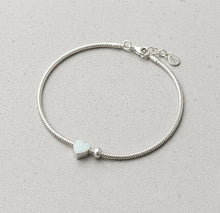 Load image into Gallery viewer, Sterling silver round bead heart bracelet by Luxe Treasures featuring dainty vintage style design.