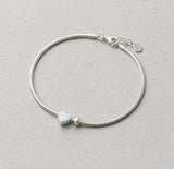 Sterling Silver Round Bead Heart Bracelet, Dainty Vintage Style