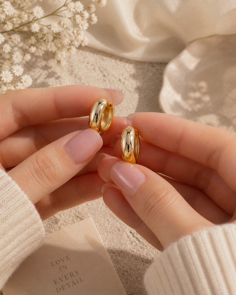 Vintage gold hoop earrings from Luxe Treasures featuring a minimalist design, perfect for everyday jewelry.