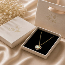 Load image into Gallery viewer, Sterling silver opal heart necklace with diamond pendant from Luxe Treasures, featuring a delicate chain and sparkling gemstone accents.