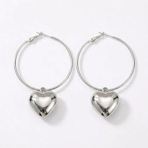 Luxury Luxe Treasures heart drop hoop earrings in a gift box, elegant fashion jewelry for women with a stylish design