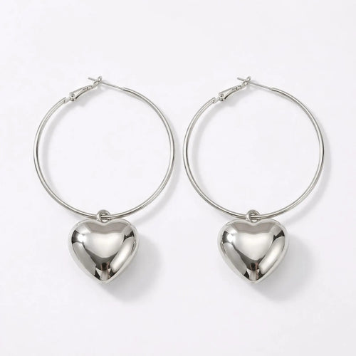 Luxury Luxe Treasures heart drop hoop earrings in a gift box, elegant fashion jewelry for women with a stylish design