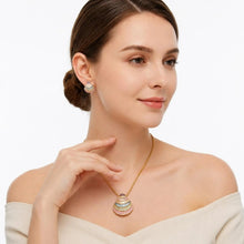 Load image into Gallery viewer, Handcrafted bohemian jewelry set with multicolor beaded shell pendant necklace and matching earrings by Luxe Treasures