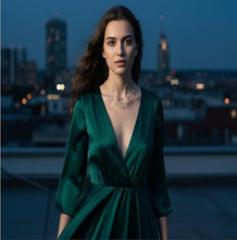 Load image into Gallery viewer, Delicate handmade dewdrop crown necklace by Luxe Treasures featuring minimalist water drop design for women.