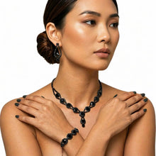Load image into Gallery viewer, vintage black crystal jewelry set