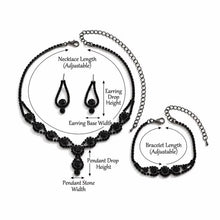 Load image into Gallery viewer, formal black crystal jewelry set for special occasions