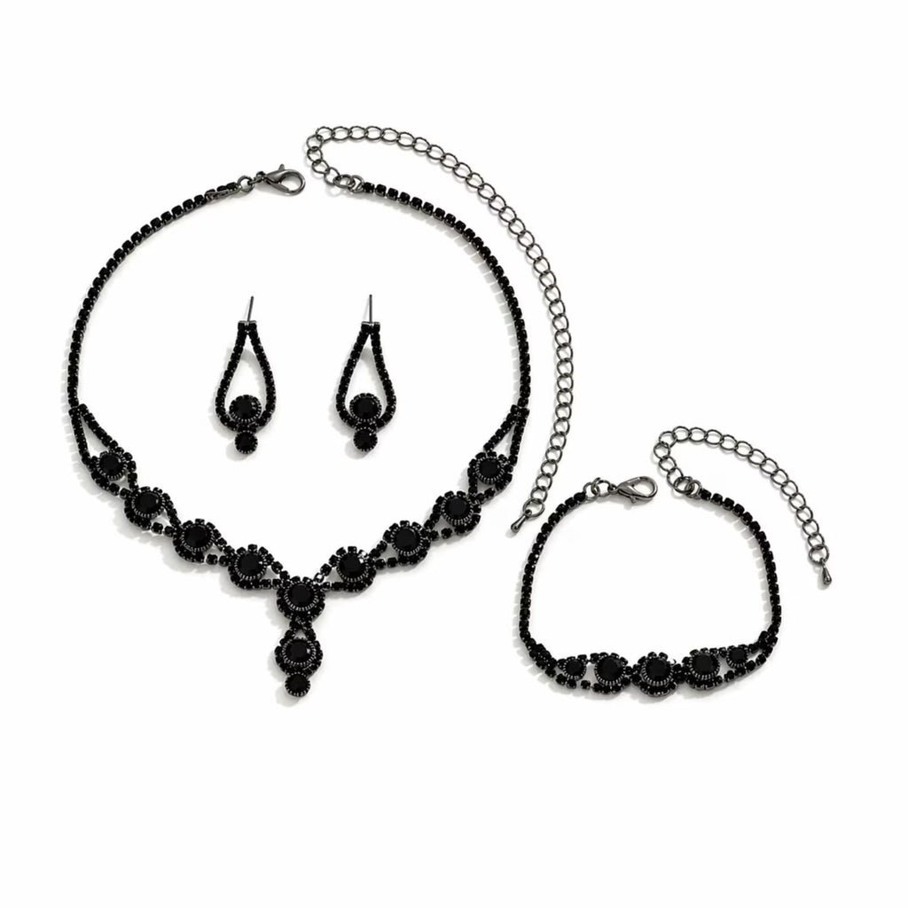 elegant black jewelry set with bracelet