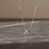 Sterling Silver Heart Pendant Necklace, Zirconia Clavicle Chain