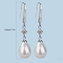 Load image into Gallery viewer, Luxury freshwater pearl earrings drop with sparkling crystal details