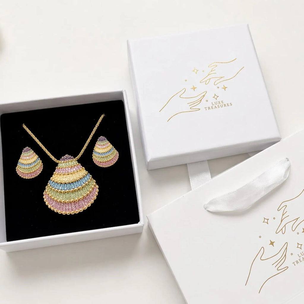 multicolor beaded necklace necklace and matching earrings from Luxe Treasures